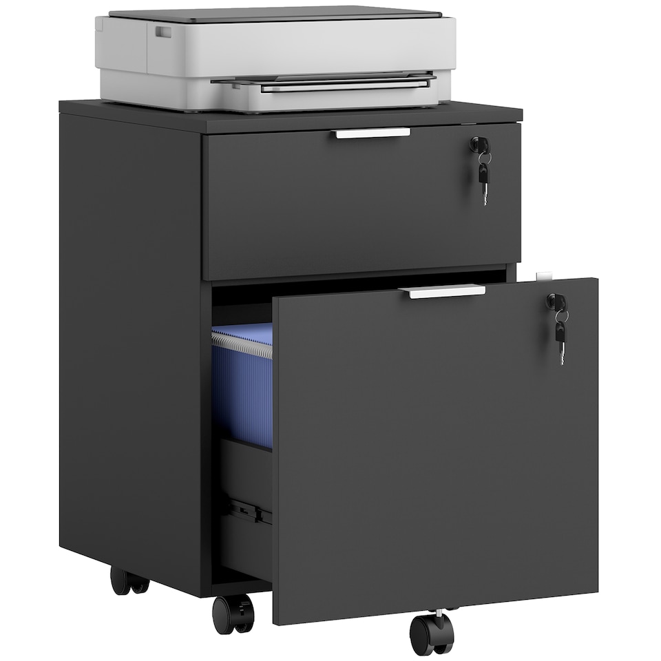 image 1 of HOMCOM 2 Drawer Filing Cabinet with Adjustable Hanging Bars for A4 and Letter