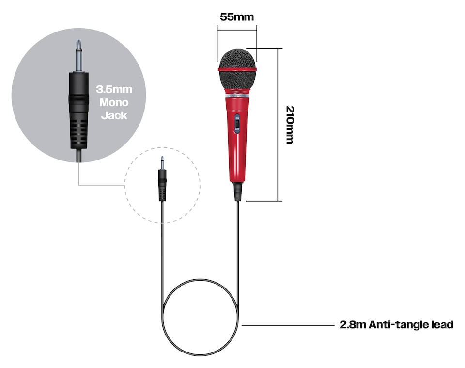 image 1 of Red Plastic Microphone 3.5mm
