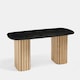 image 3 of OHS Ribbed Curved Home Furniture Living Room Decor Coffee Table Multi | Light Wood and Black