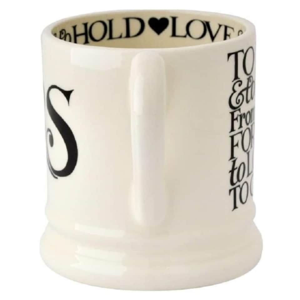 image 1 of Mug Set: 2 x 300ml Emma Bridgewater Black Toast Mr & Mr 1/2 Pint Mugs, Ceramic White