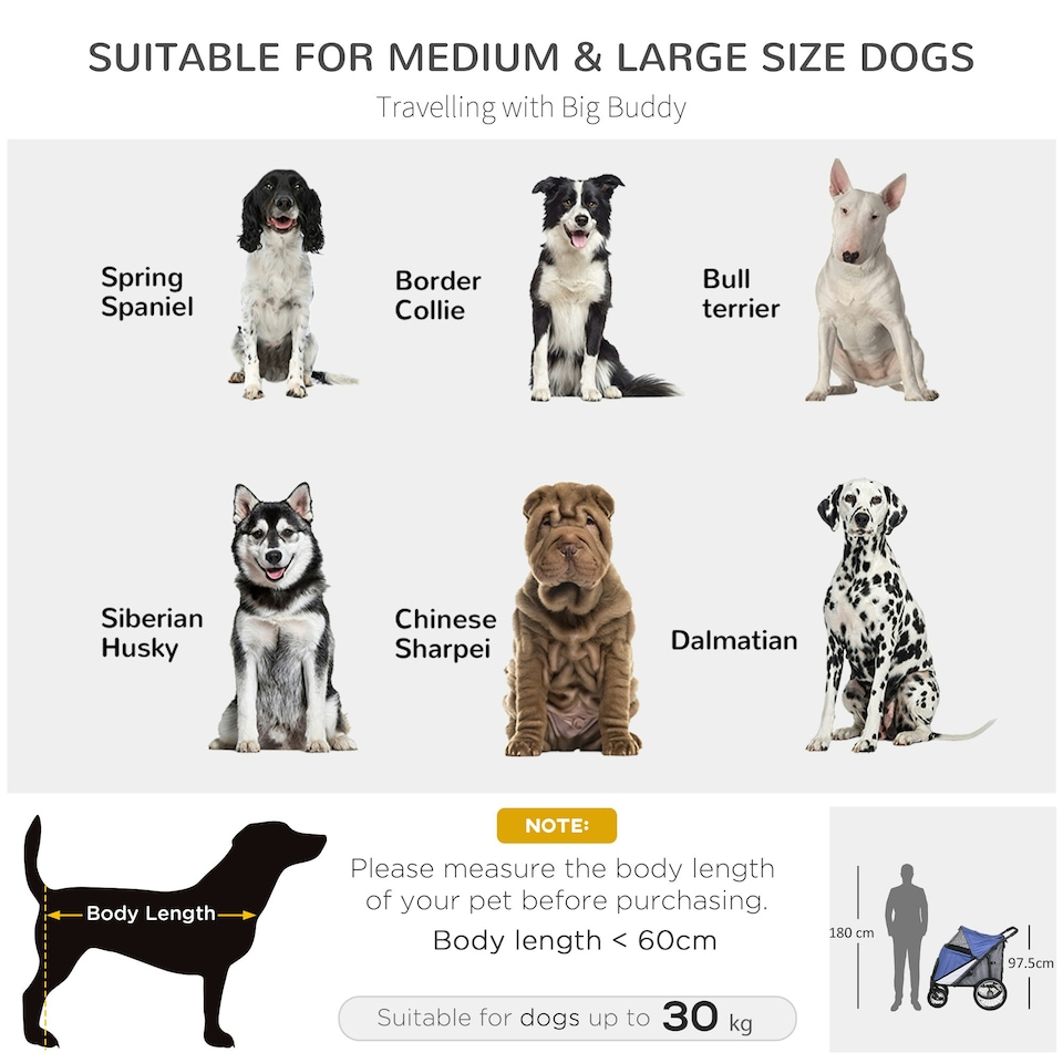 image 1 of PawHut Foldable Pet Stroller with Cushion, for M, L Dogs - Blue