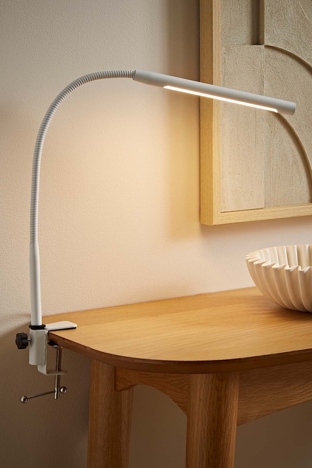 image 1 of ValueLights Daylight Dimmable Matte White Table Lamp and Integrated Bulb | White