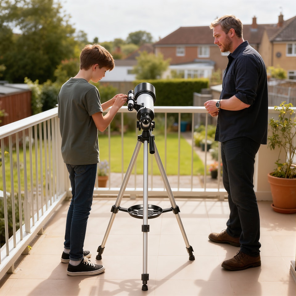 image 1 of Outsunny Astronomy Telescope for Adults and Beginners, 70 mm Aperture Portable Refractor Telescope with 40X/16X Magnification, Adjustable Tripod, Carry Bag for Travel, White