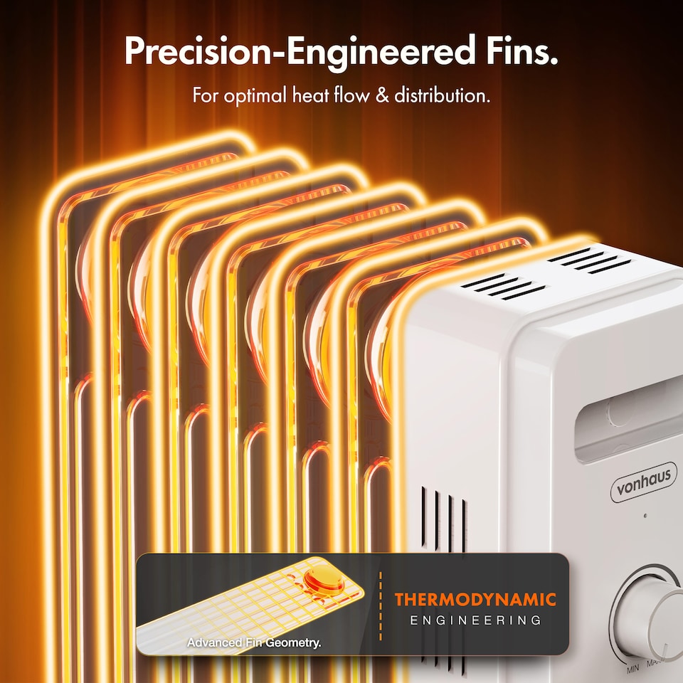 image 1 of VonHaus Oil Filled Radiator 7 Fin Portable Electric Heater