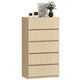 image 1 of HOMCOM Bedroom Chest of Drawers, 5 Drawers Dresser, Drawer Unit | Brown | Natural Wood | 55W x 34D x 100H cm