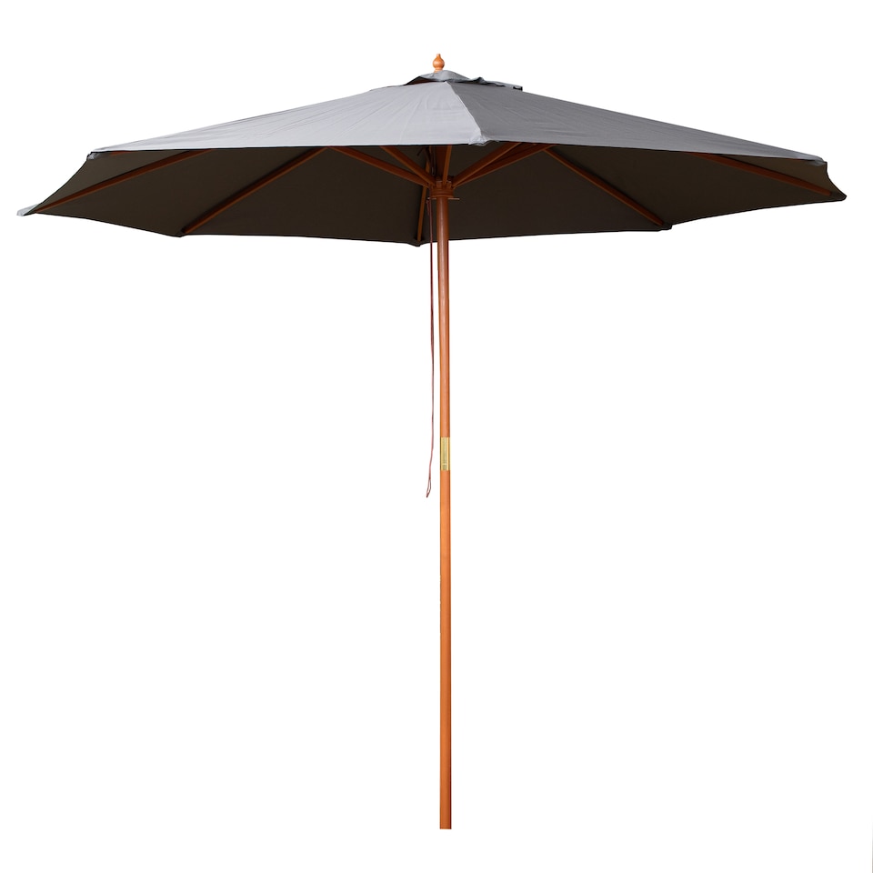 image 1 of Samuel Alexander 2.7m Outdoor Wooden Garden Parasol Sun Shade with Carry Bag in Grey