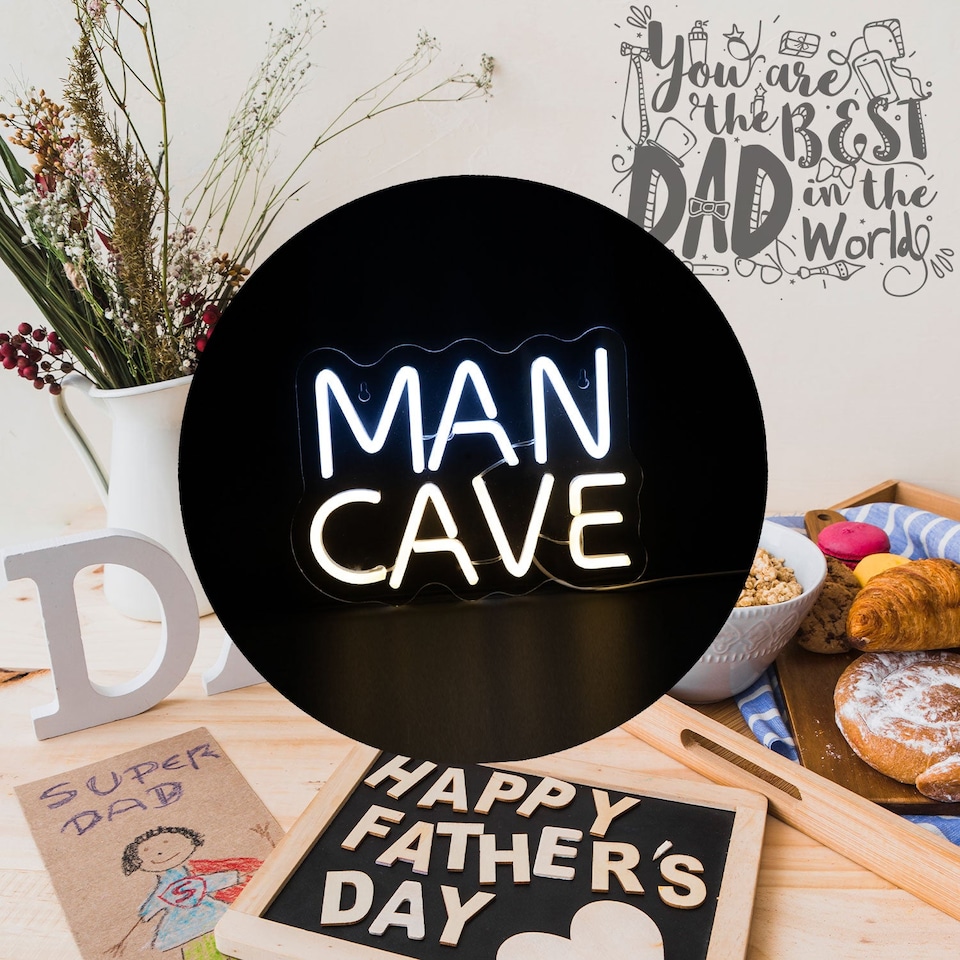 image 1 of Man Cave Neon Sign, USB Powered, Best Dad Ever Gift