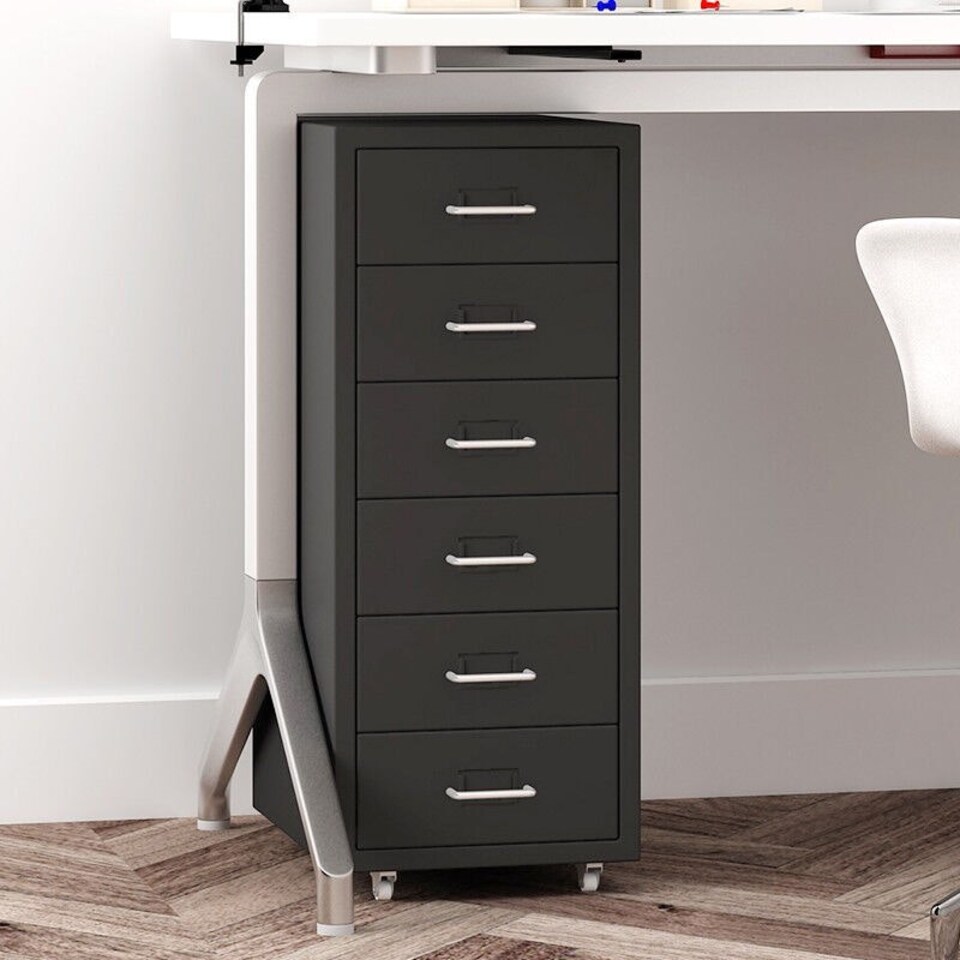 image 1 of Living and Home Vertical File Cabinet with 6 Drawers - Black
