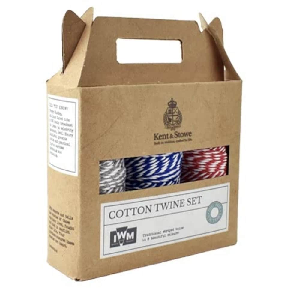 image 1 of Kent & Stowe Dig for Victory Cotton Twine Set - 3 x 50m Striped Spools Gift-Packaged | Multi | Grey, Red, Blue | L 50m