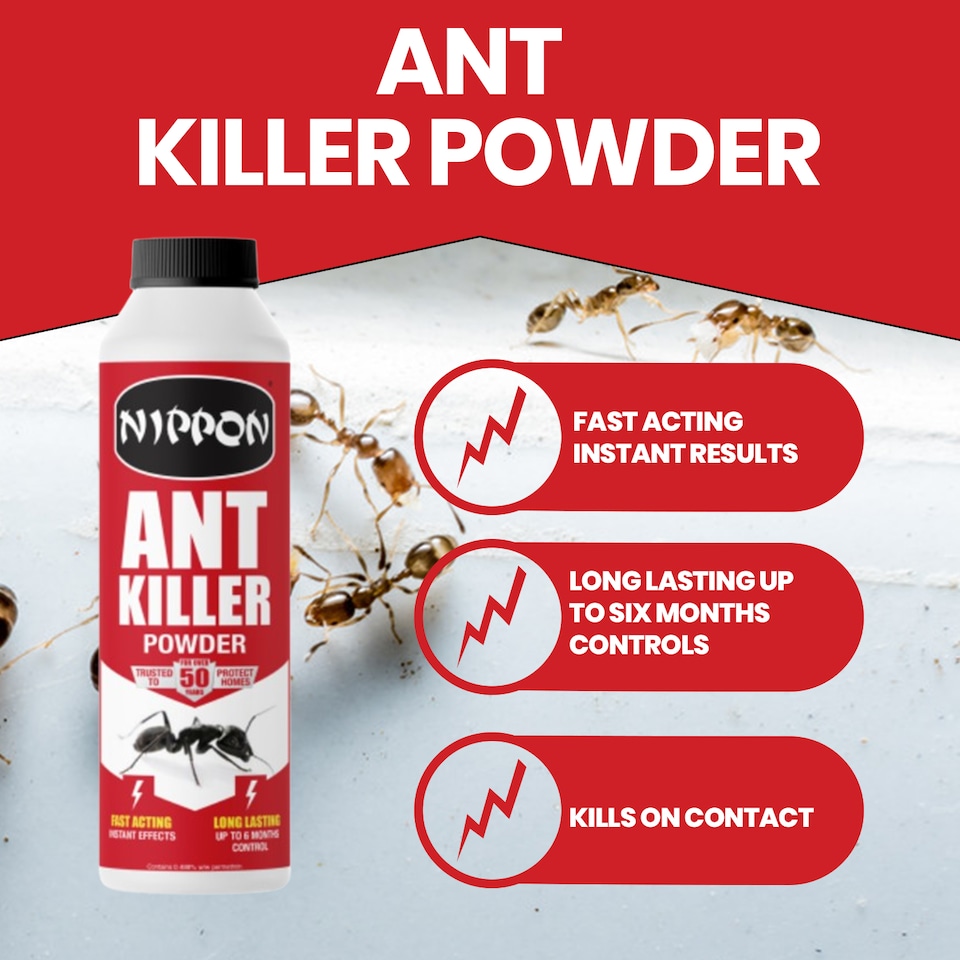image 1 of Nippon Ant Killer Powder 500g and Wasp Nest Destroyer Foam 300ml Fast Acting Indoor and Outdoor Insect Control