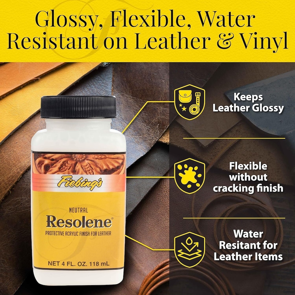 image 1 of Fiebing's Resolene Finisher - Acrylic Top Coat to Seal and Protect Leather 4oz | Clear | Neutral
