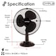 image 3 of 12 Inch 3 Speed Oscillating Black Electric Desk Home Office Fan