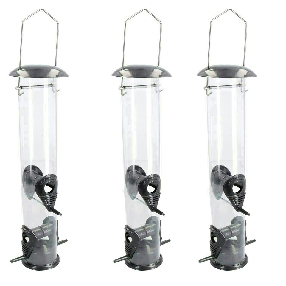 image 1 of 3pk Large Deluxe Bird Feeder Seed Holder Hanging Feeding Station Wild Birds
