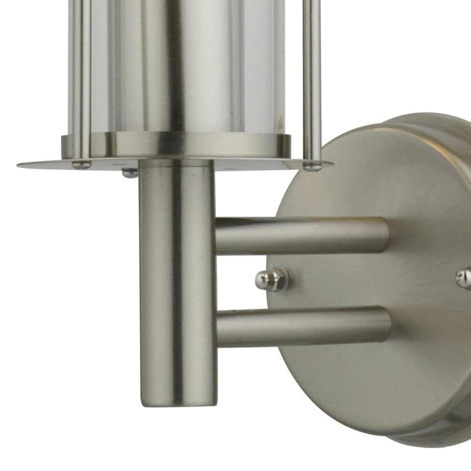 image 1 of Treviso - Brushed Stainless Steel Outdoor Wall Light | Grey | Clear | 1