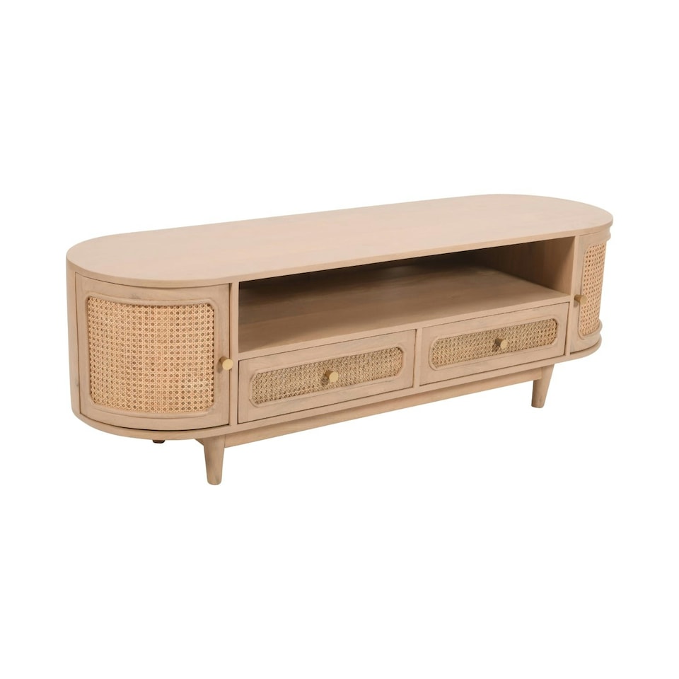 image 1 of Carlester Cane And Wood 2 Drawers TV Cabinet Brown