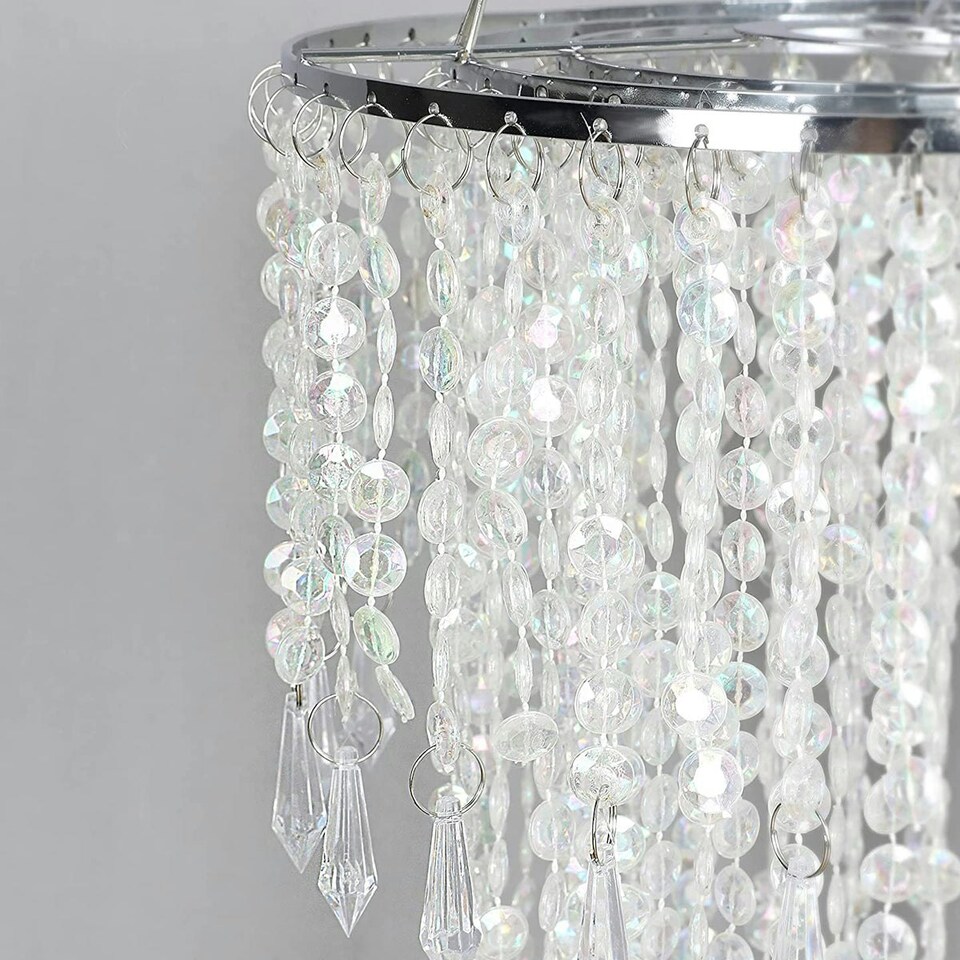 image 1 of CGC LIZA Large Chandelier Crystal & Chrome Ceiling Light Shade Chrome