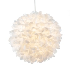 Chic Designer 30cm Pendant Light Shade with White Fabric Folded Petals | White | White | 1
