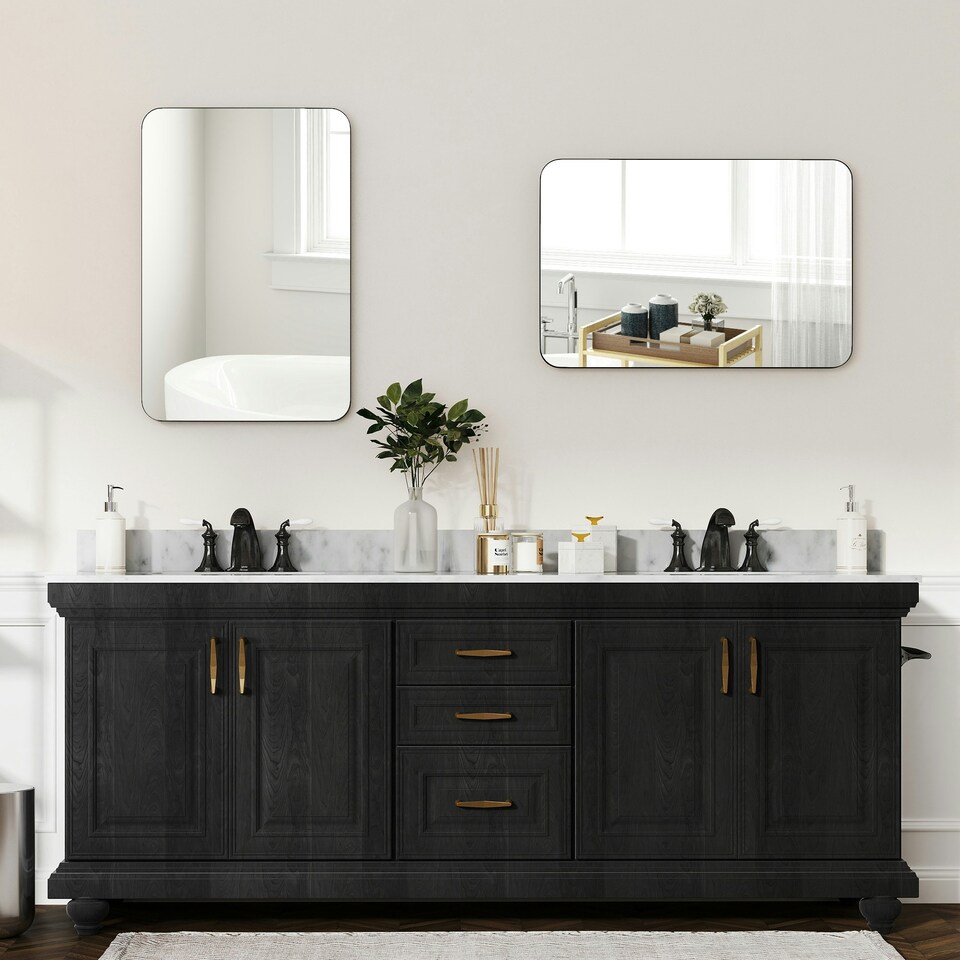 image 1 of HOMCOM 90cm Rectangle Mirror, Wall Mirror for Bathroom, Black