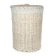 image 2 of Set of 2 Round White Wash Laundry Basket with a White Lining | White | White