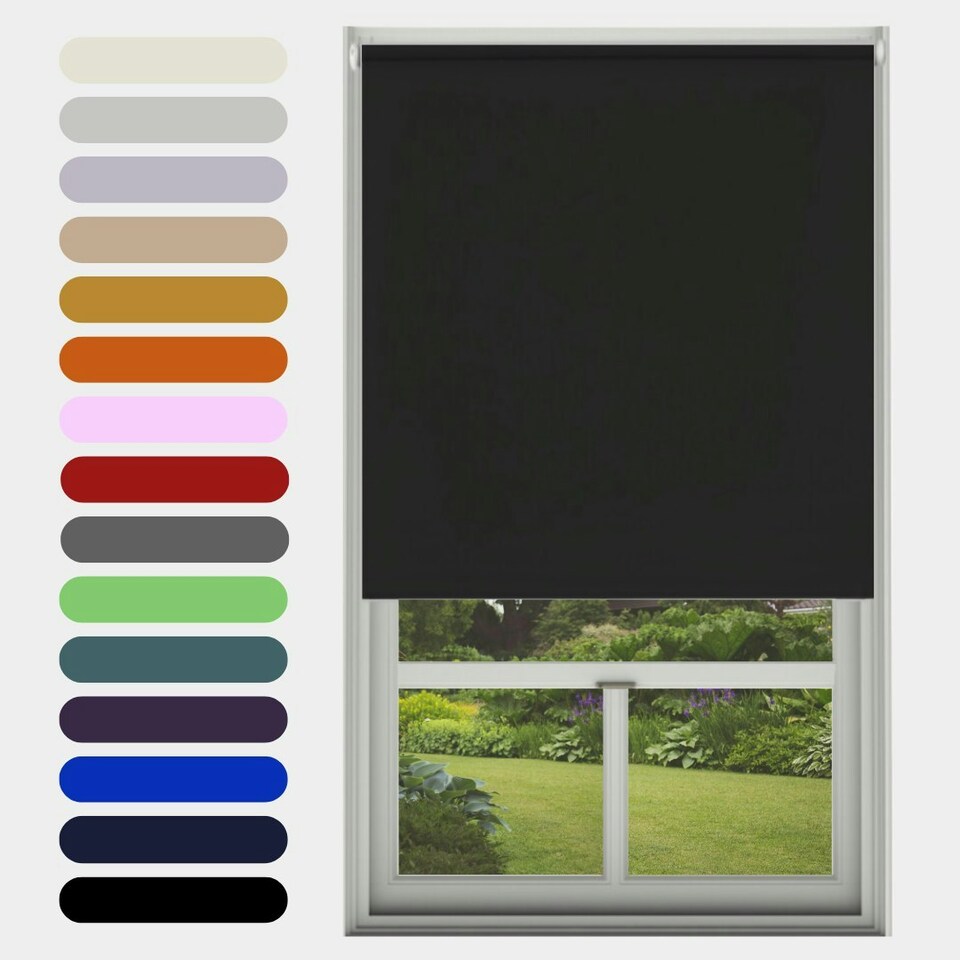 image 1 of Blackout Roller Blind Black 120cm 210cm Drop | Black | Black