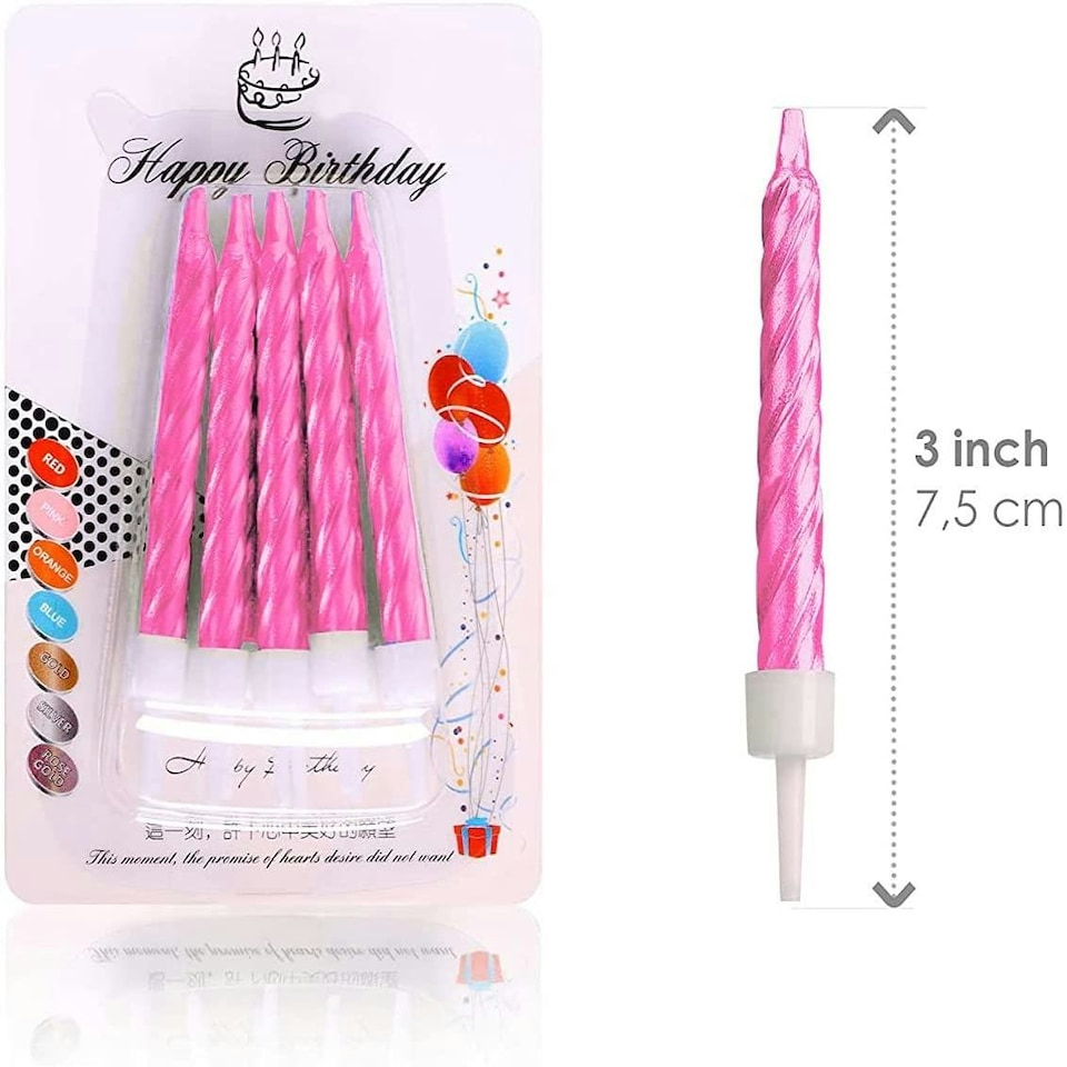 image 1 of 10 Pink Birthday Candles Pink