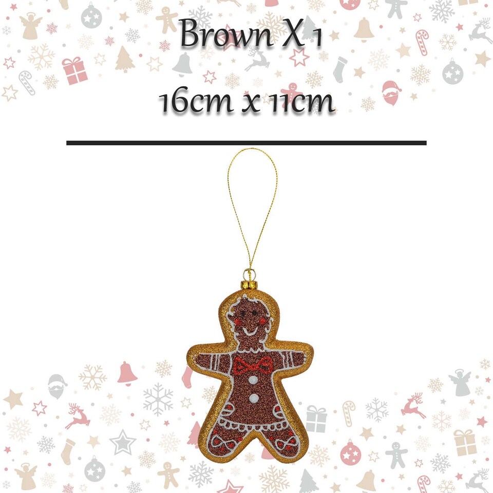 PMS Christmas Gingerbread Man Hanging Decoration 16cm x 11cm Brown