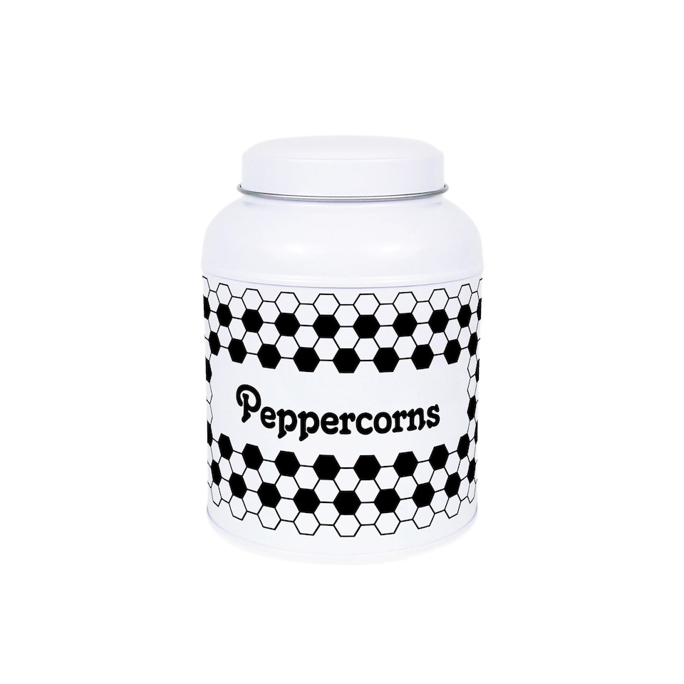 image 1 of Hexagon Tiles Peppercorn Canister - Small Domed Lid Kitchen Storage Jar