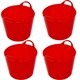 image 3 of 5 x 40 Litre Strong Robust Red Coloured Flexible Tubs For Multi Purpose Storage Use