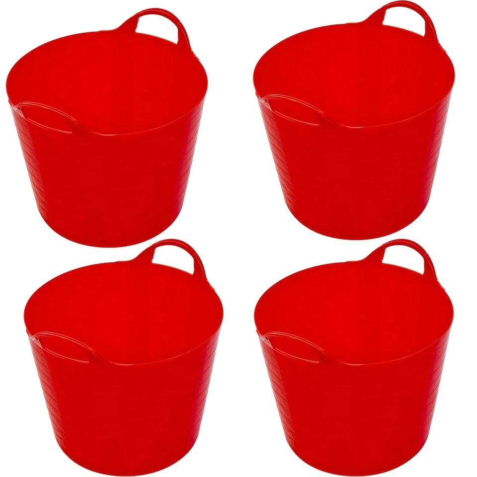 image 1 of 5 x 40 Litre Strong Robust Red Coloured Flexible Tubs For Multi Purpose Storage Use
