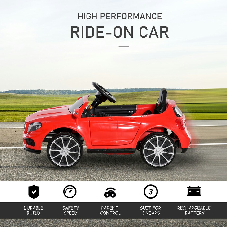 image 1 of HOMCOM 6V Licensed Mercedes Benz Kids Ride On Car W/ Remote Light Music Red