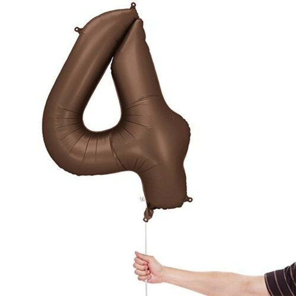 image 1 of Mocha Brown Number 4 Helium Foil Giant Balloon 86cm / 34 in | Brown