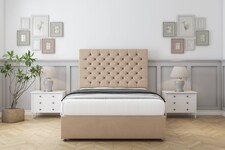 Sloomy Mayfair Pebble Plush Divan Bed With Mattress No Drawers With 26" Strutted Headboard 6' Super King | Brown | Pebble | Super King | 1