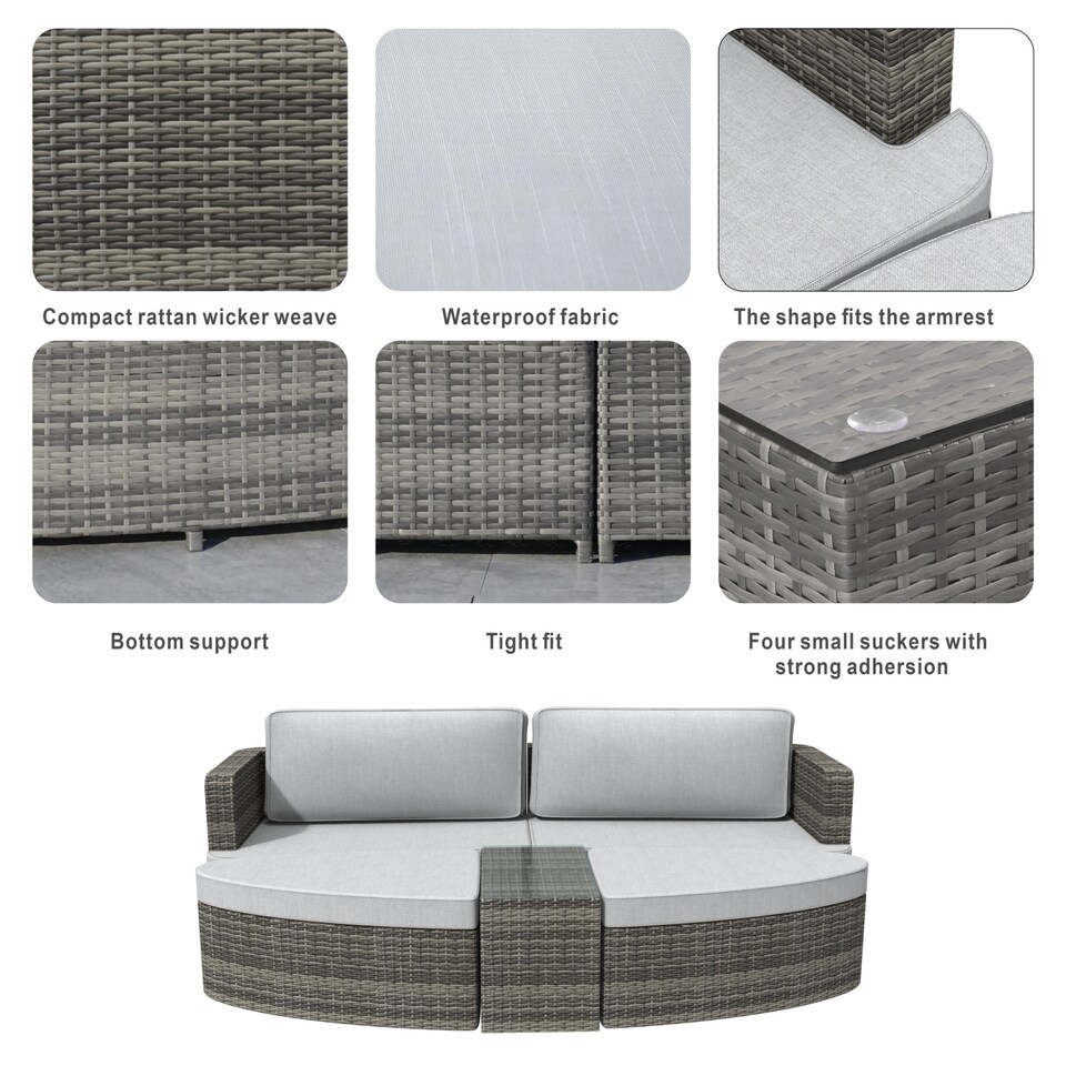 image 1 of Direct Wicker Outdoor Garden Rattan Sun Lounger with Coffee Table