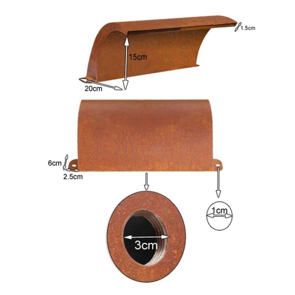 image 1 of The Arc Corten Steel Water Feature Cascade Waterfall Blade 30cm