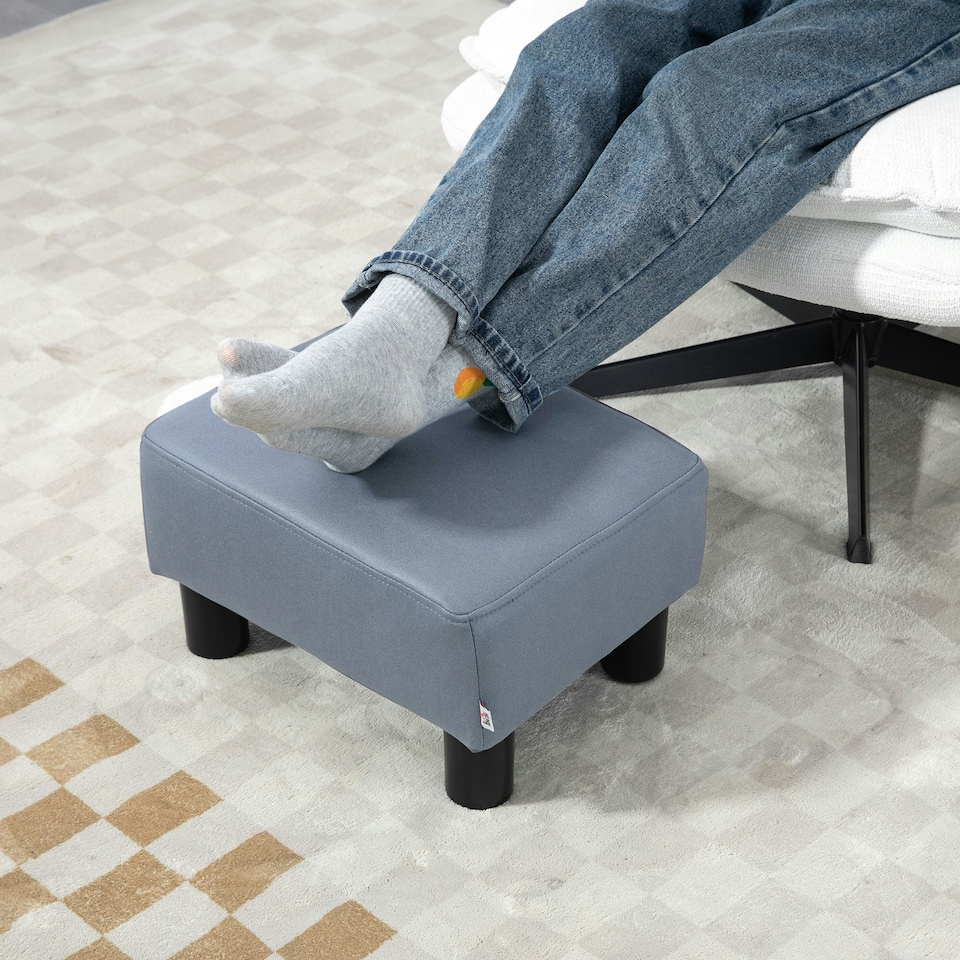 image 1 of HOMCOM Ottoman Footrest Seat Chair Footstool Microfiber Cloth Home Office Grey