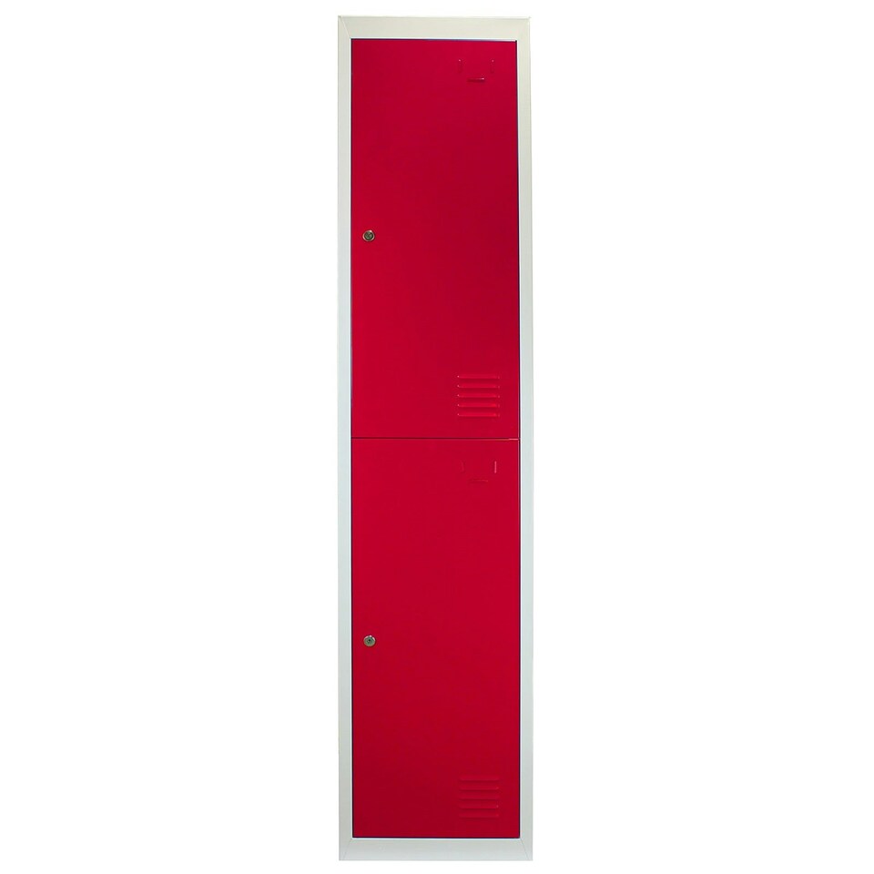 image 1 of Metal Storage Lockers - Two Doors, Flatpacked, Red Red