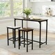 image 7 of COSTWAY 3Pcs Dining Table Set Counter Height Kitchen Gray Grey