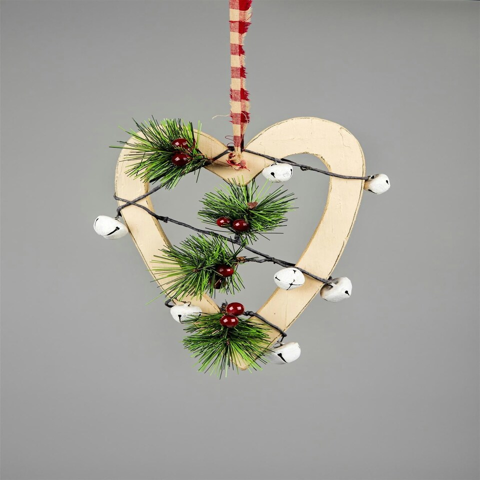 image 1 of Cream Heart Hanging Decoration - 30cm