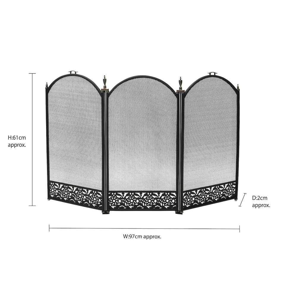 image 1 of JVL Steel Ashford Fire Companion Spark Guard - Black