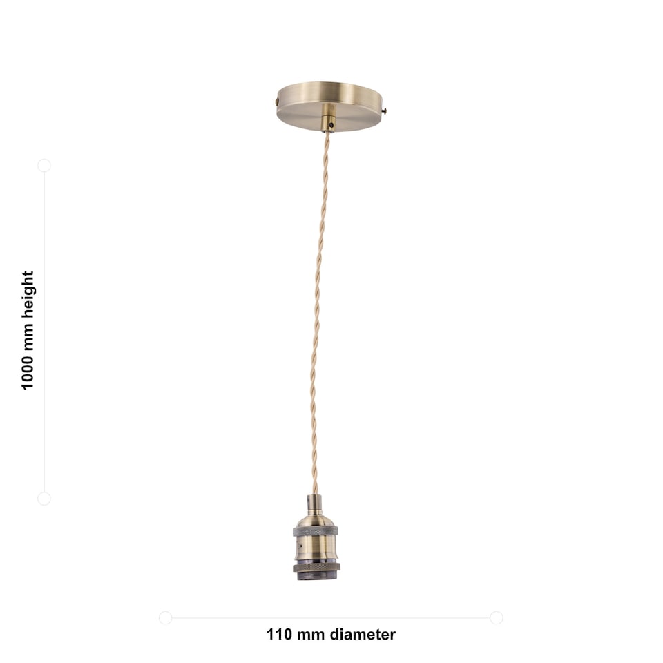 image 1 of Set of 2 Flex Antique Brass Pendant Kits with Cream Braided Cable