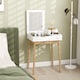 image 8 of HOMCOM Dressing Table with Flip-up Mirror, Makeup Desk with 2 Drawers and Pine Wood Legs, Vanity Table Writing Desk for Bedroom Living Room, White