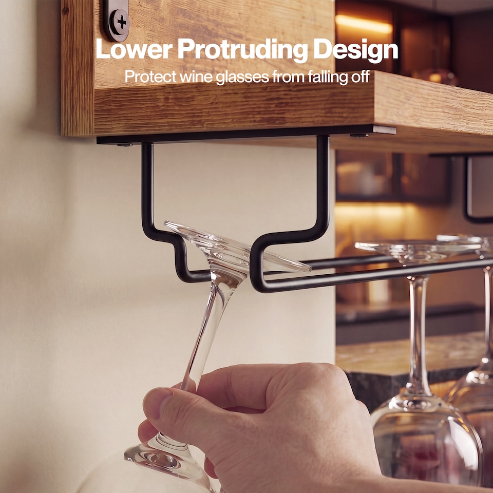 image 1 of Levede Wall Wine Rack With Glass Holder Floating Wine Shelf Home Bar Storage 2PC