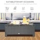 image 3 of Outsunny Garden Rattan Side Table, Wicker Coffee Desk, Glass Top, Black