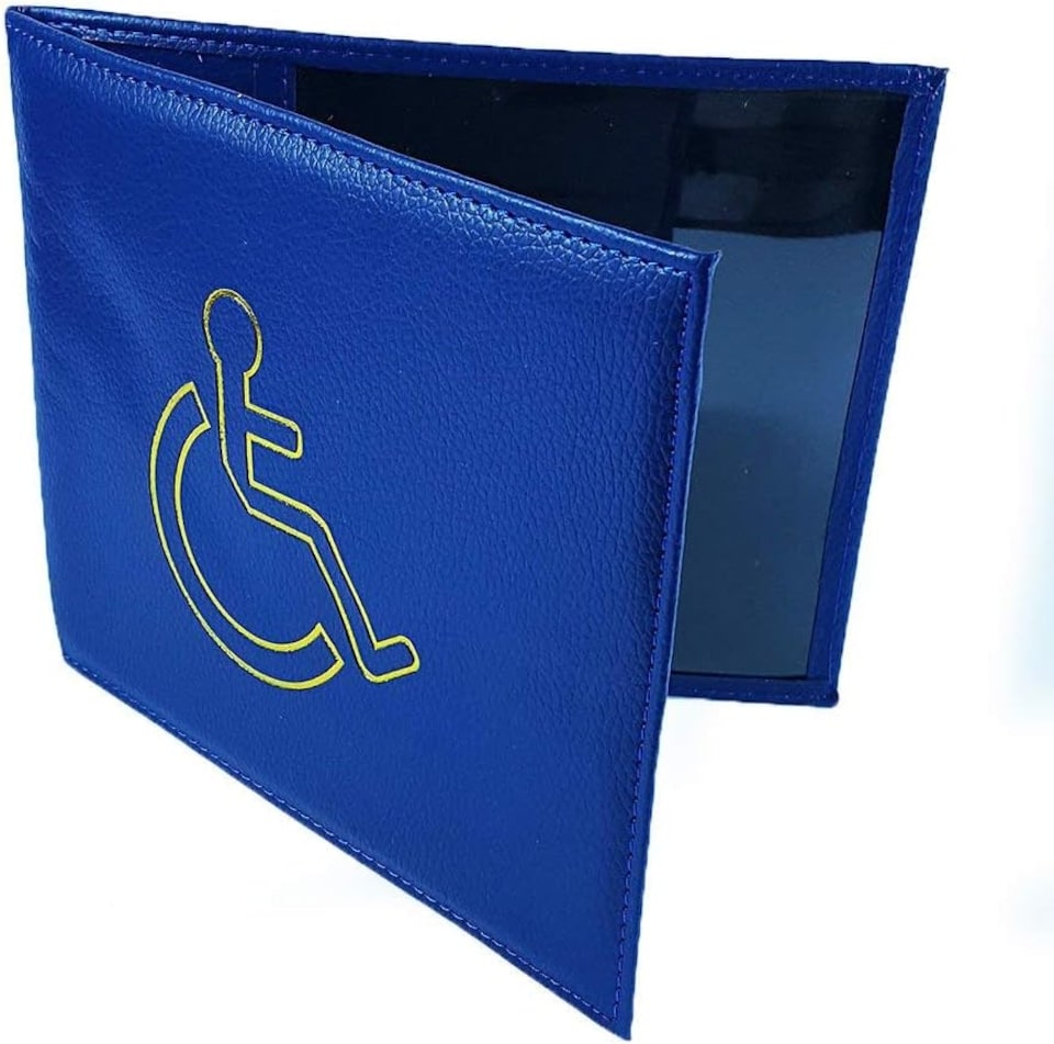 image 1 of KAV Disabled Parking Badge Holder Protector Cover Wallet in PU Leather (Blue)