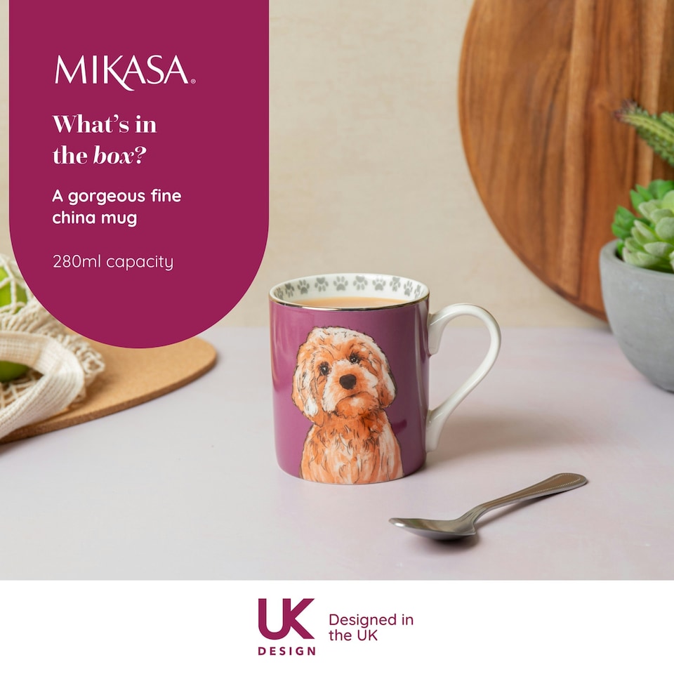 image 1 of Mikasa Cockapoo Straight-Sided Porcelain Mug, 280ml | Purple