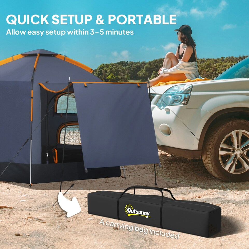 image 1 of Outsunny 2-4 Person Tent, Instant Pop Up Camping Tent Orange | Orange