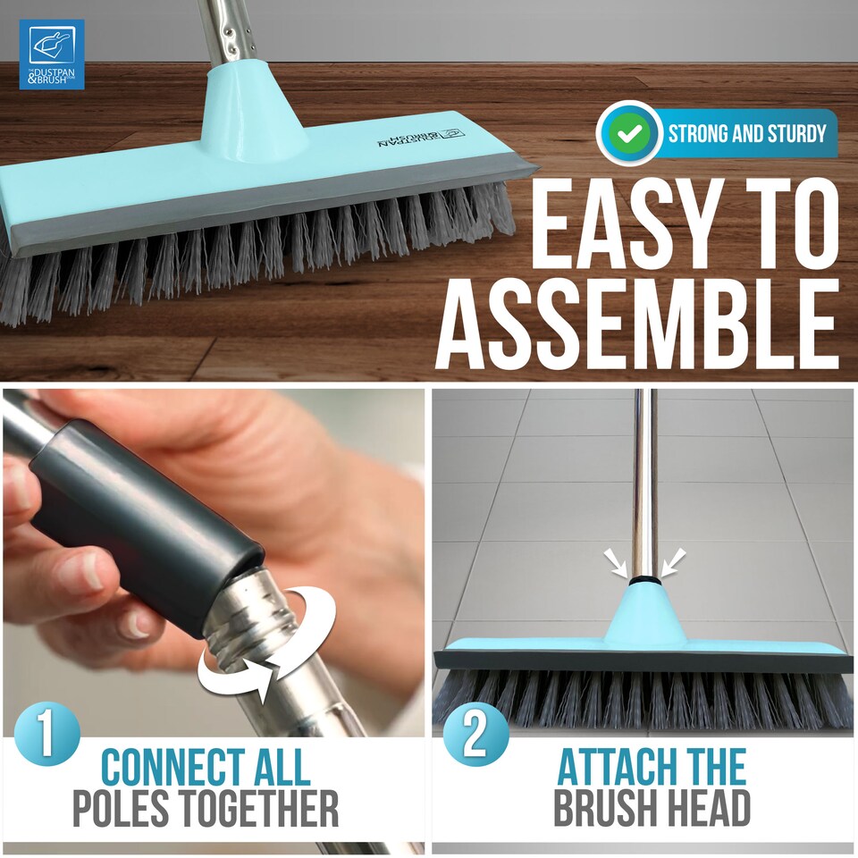image 1 of Floor Squeegee Brush Long Handled for Indoor or Outdoor Tile and Wood Surfaces