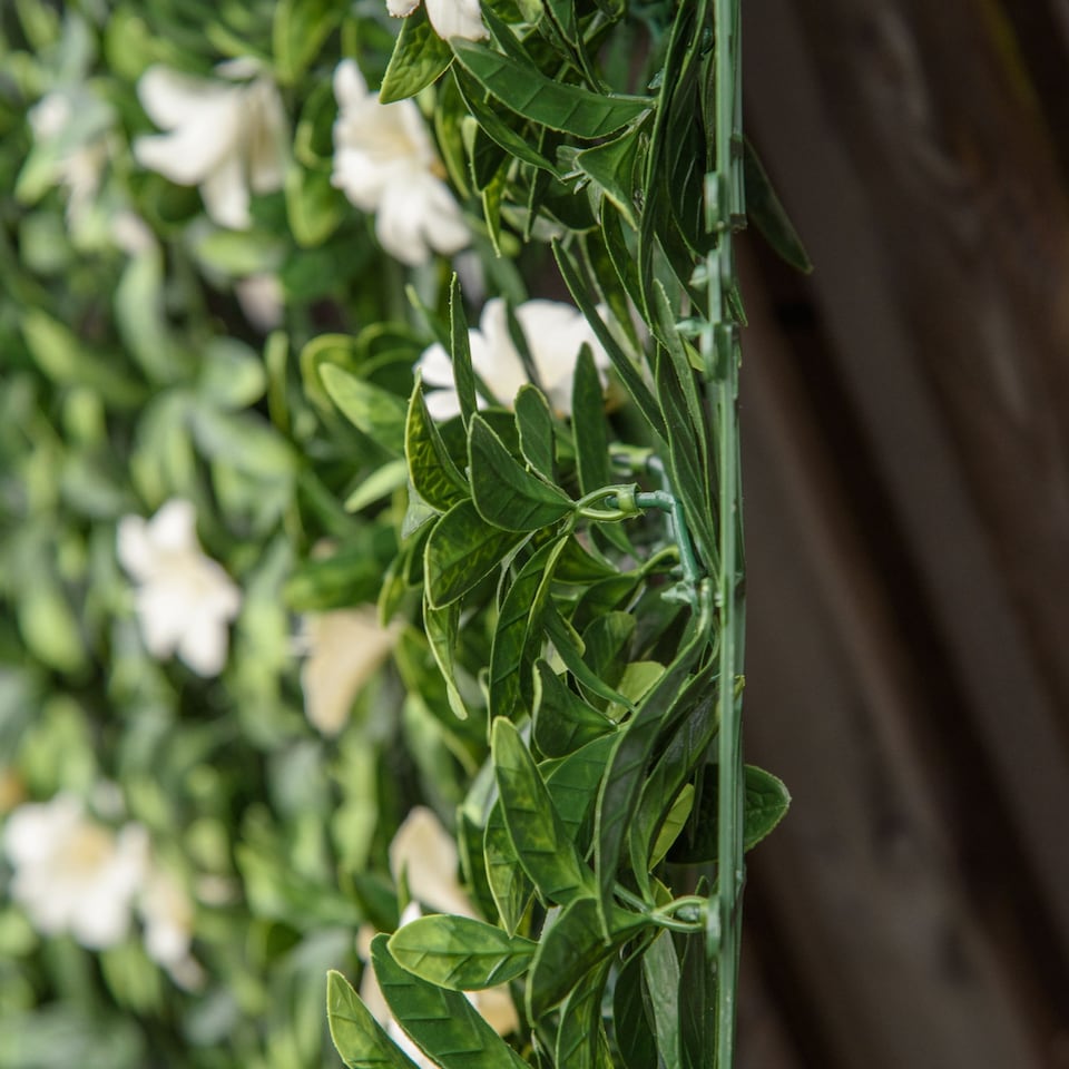 image 1 of Outsunny 12PCS Artificial Boxwood Panel Faux Rhododendron Greenery Backdrop