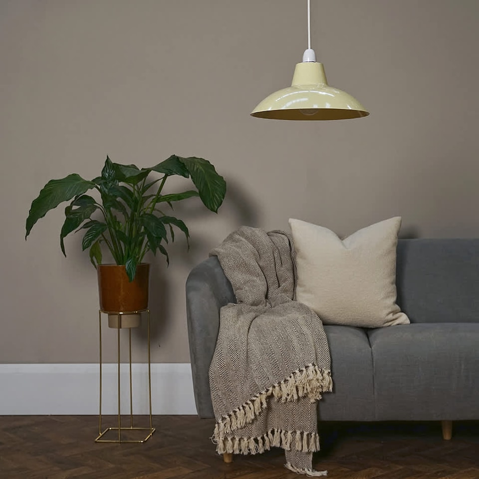 image 1 of ValueLights Civic Metro Cream Ceiling Pendant Shade & Bulb | Cream