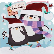 Cute Penguins Design Mummy Christmas Card